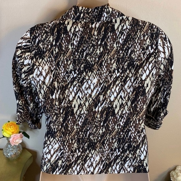 XL Petite East 5th Snakeskin Linen Blend Button Down Top Extra Large - Picture 4 of 6